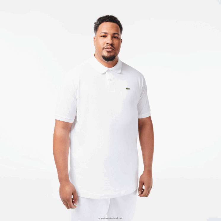 Lacoste katoenen petit piqué polo - grote maat - lang 0828H187 wit 001 Heren