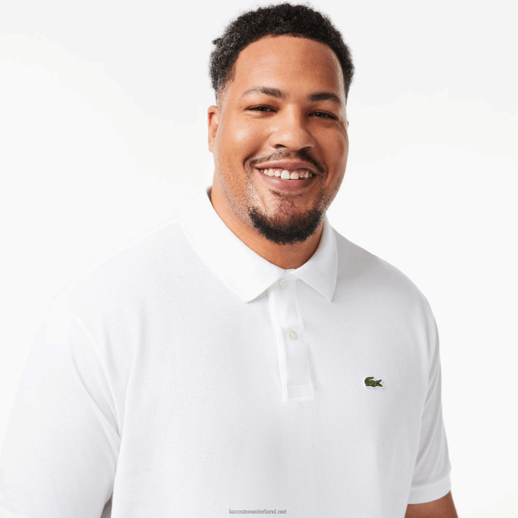 Lacoste katoenen petit piqué polo - grote maat - lang 0828H187 wit 001 Heren