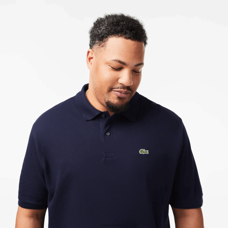 Lacoste katoenen petit piqué polo - grote maat - lang 0828H189 marineblauw 166 Heren