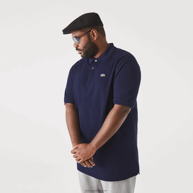 Lacoste katoenen petit piqué polo - grote maat - lang 0828H189 marineblauw 166 Heren