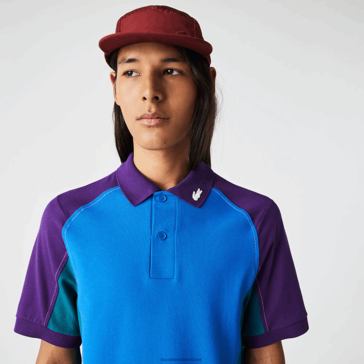 Lacoste klassieke stretch mini piqué polo met normale pasvorm 0828H693 blauw groen paars 7w6 Heren