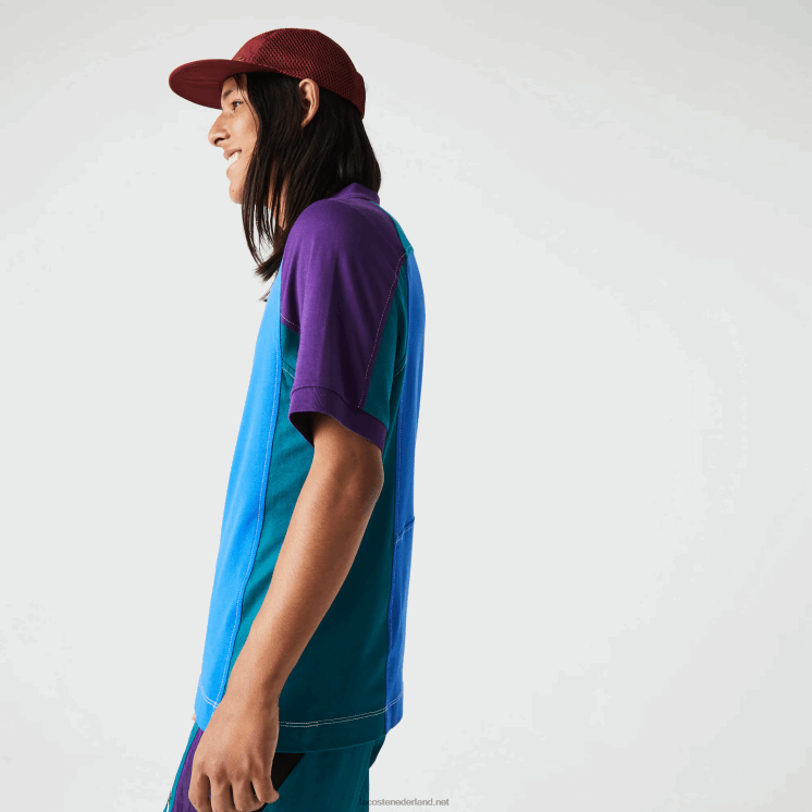Lacoste klassieke stretch mini piqué polo met normale pasvorm 0828H693 blauw groen paars 7w6 Heren