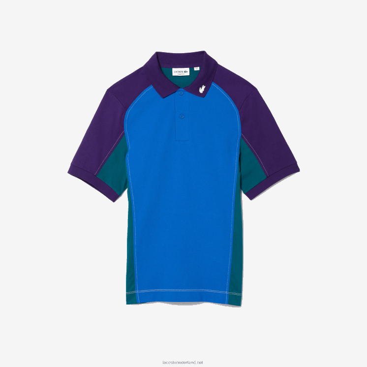 Lacoste klassieke stretch mini piqué polo met normale pasvorm 0828H693 blauw groen paars 7w6 Heren