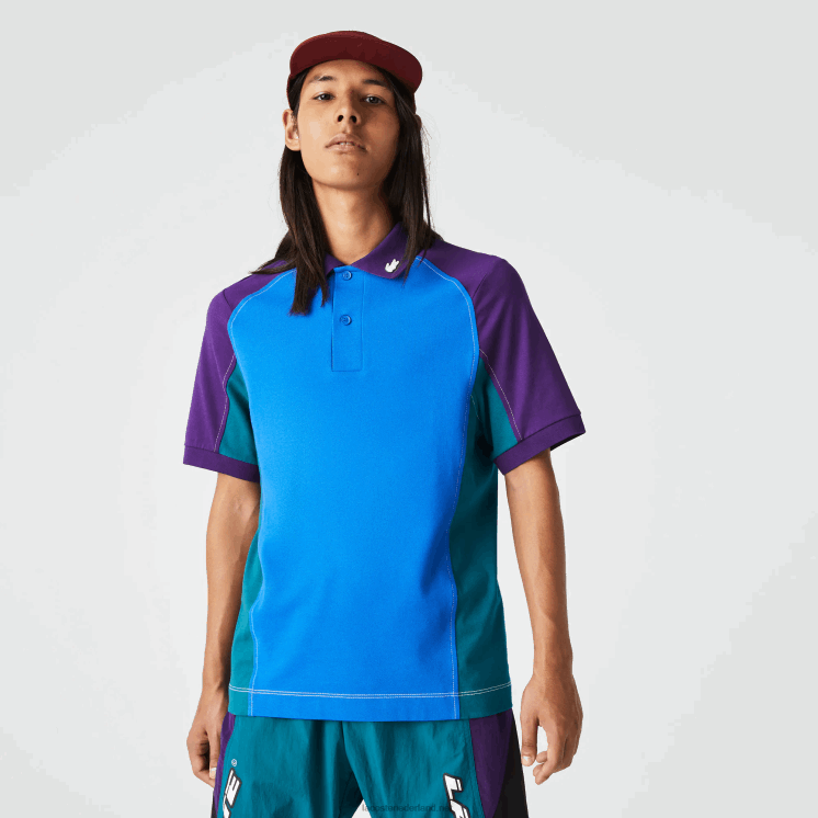 Lacoste klassieke stretch mini piqué polo met normale pasvorm 0828H693 blauw groen paars 7w6 Heren