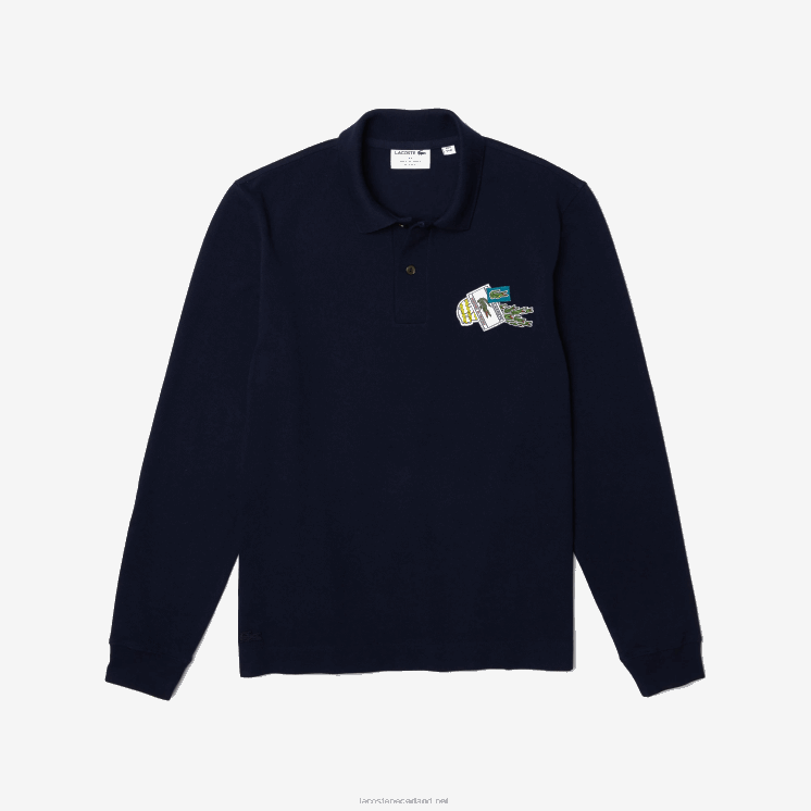 Lacoste krokodil komische badge polo 0828H1261 marineblauw 166 Heren