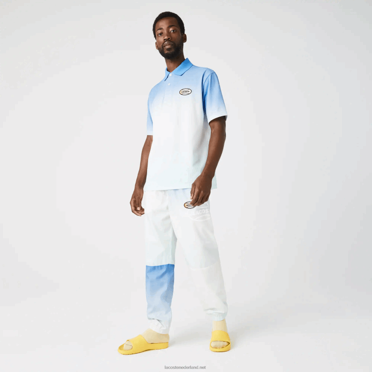 Lacoste live losvallende katoenen polo met graduele print 0828H838 blauw wit turkoois 3ux Heren