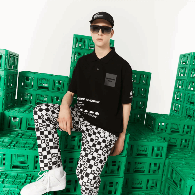 Lacoste live x minecraft losvallende polo van biologisch katoen 0828H938 zwart 031 Heren