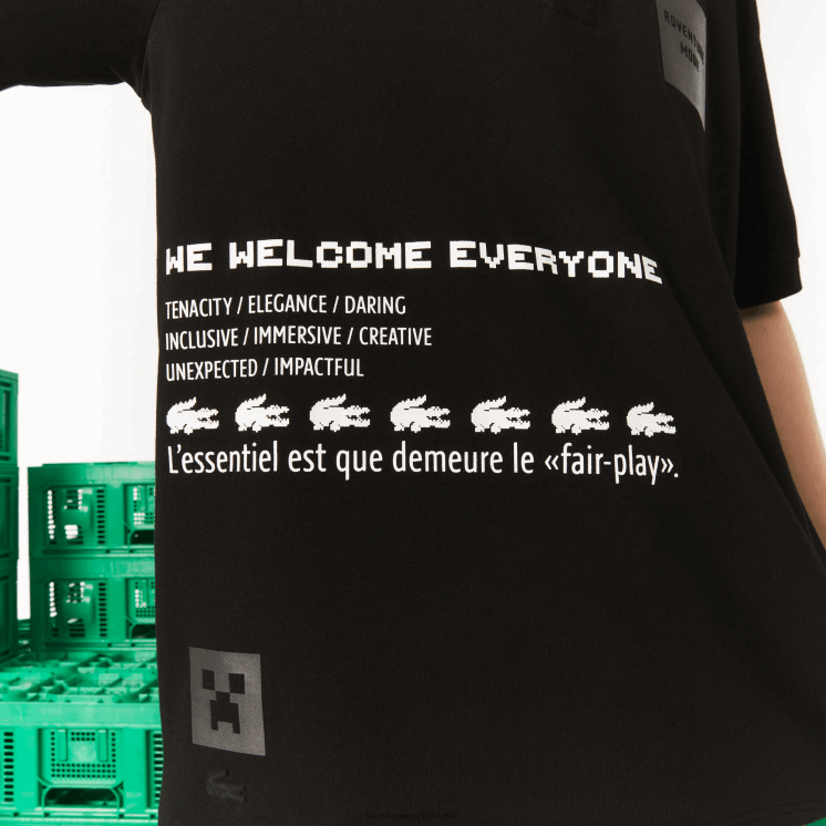 Lacoste live x minecraft losvallende polo van biologisch katoen 0828H938 zwart 031 Heren