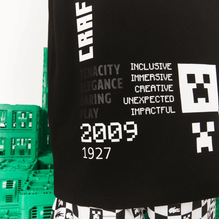 Lacoste live x minecraft losvallende polo van biologisch katoen 0828H938 zwart 031 Heren