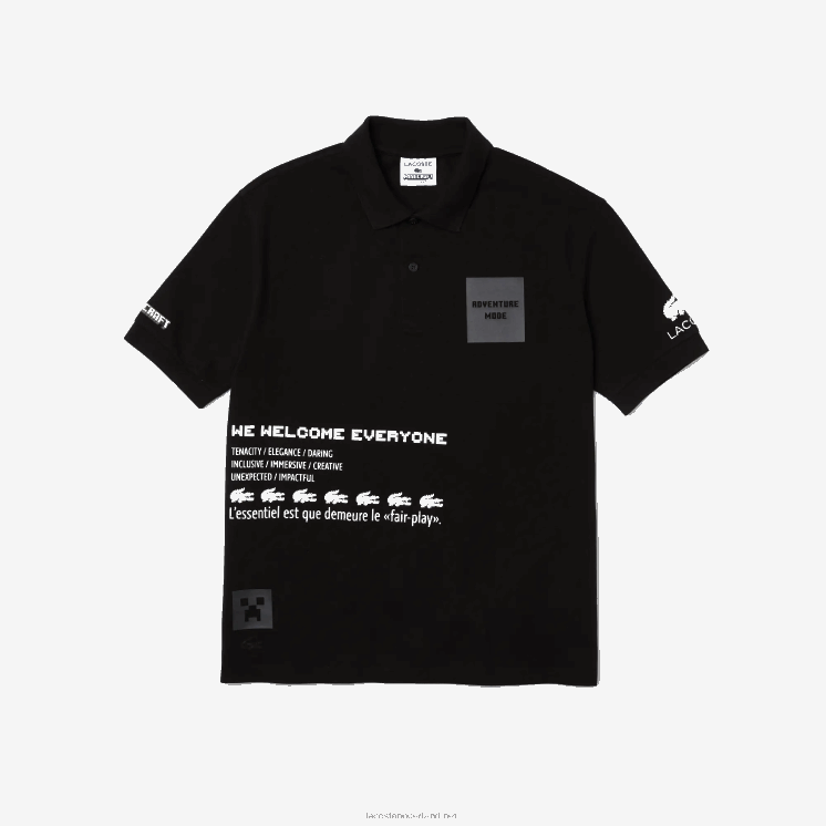Lacoste live x minecraft losvallende polo van biologisch katoen 0828H938 zwart 031 Heren