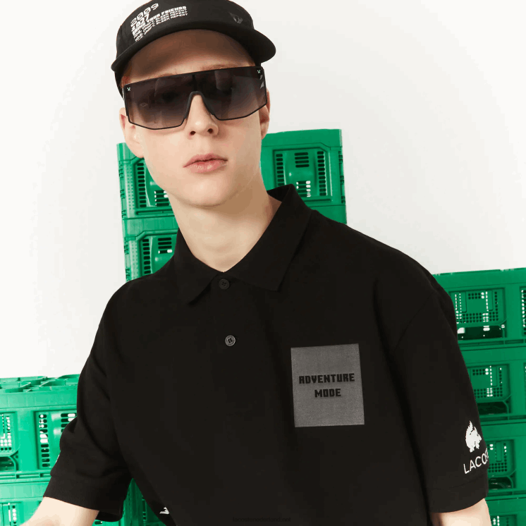 Lacoste live x minecraft losvallende polo van biologisch katoen 0828H938 zwart 031 Heren