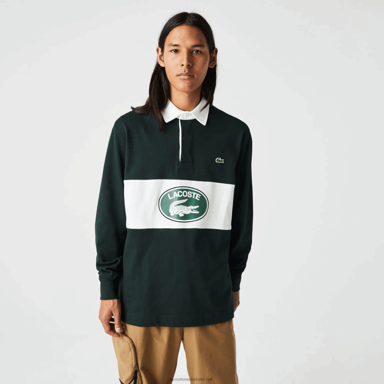 Lacoste losvallende rugbypolo met merknaam 0828H1687 groen yzp Heren