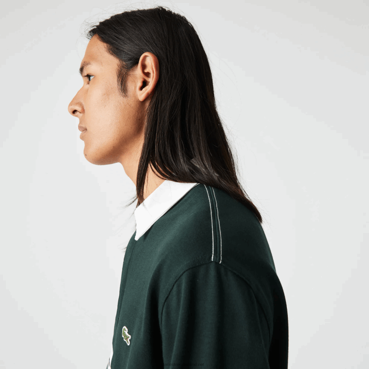 Lacoste losvallende rugbypolo met merknaam 0828H1687 groen yzp Heren
