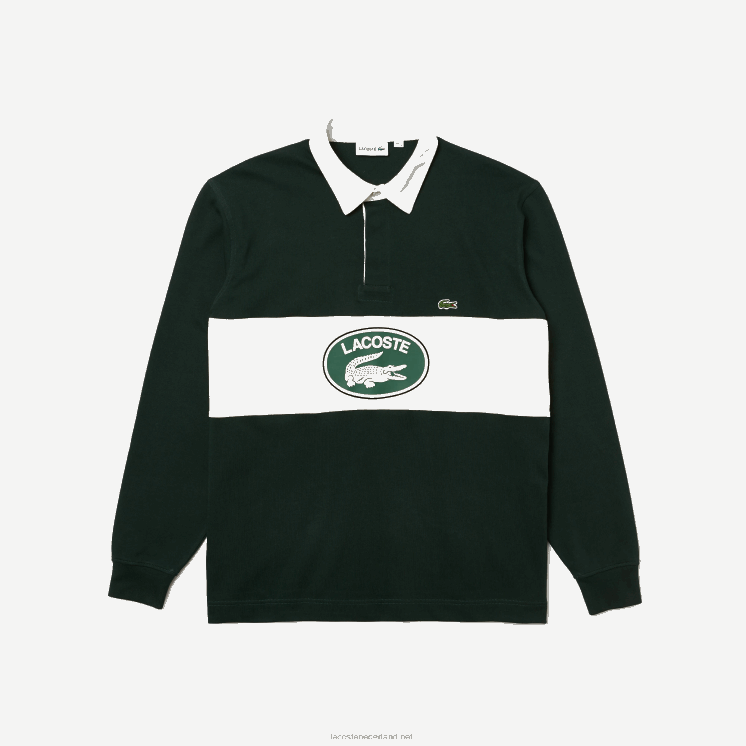 Lacoste losvallende rugbypolo met merknaam 0828H1687 groen yzp Heren