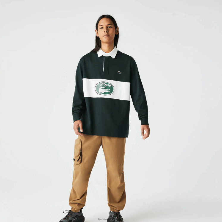 Lacoste losvallende rugbypolo met merknaam 0828H1687 groen yzp Heren