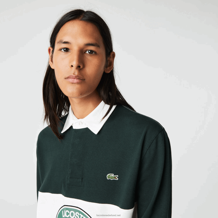 Lacoste losvallende rugbypolo met merknaam 0828H1687 groen yzp Heren