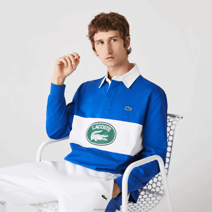 Lacoste losvallende rugbypolo met merknaam 0828H1688 blauw k1q Heren