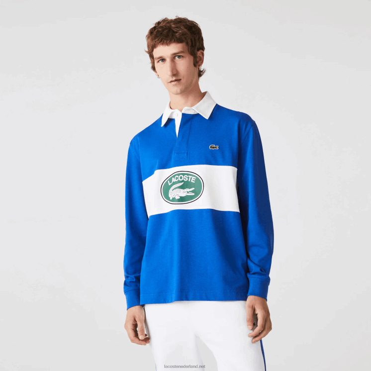 Lacoste losvallende rugbypolo met merknaam 0828H1688 blauw k1q Heren