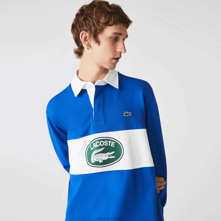 Lacoste losvallende rugbypolo met merknaam 0828H1688 blauw k1q Heren