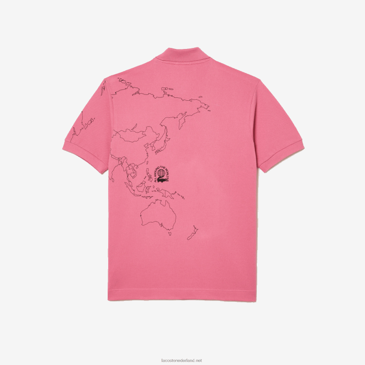 Lacoste origineel l.12.12 bedrukt biologisch katoenen poloshirt 0828H113 roze 2r3 Heren