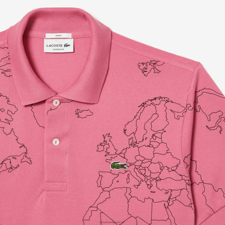 Lacoste origineel l.12.12 bedrukt biologisch katoenen poloshirt 0828H113 roze 2r3 Heren