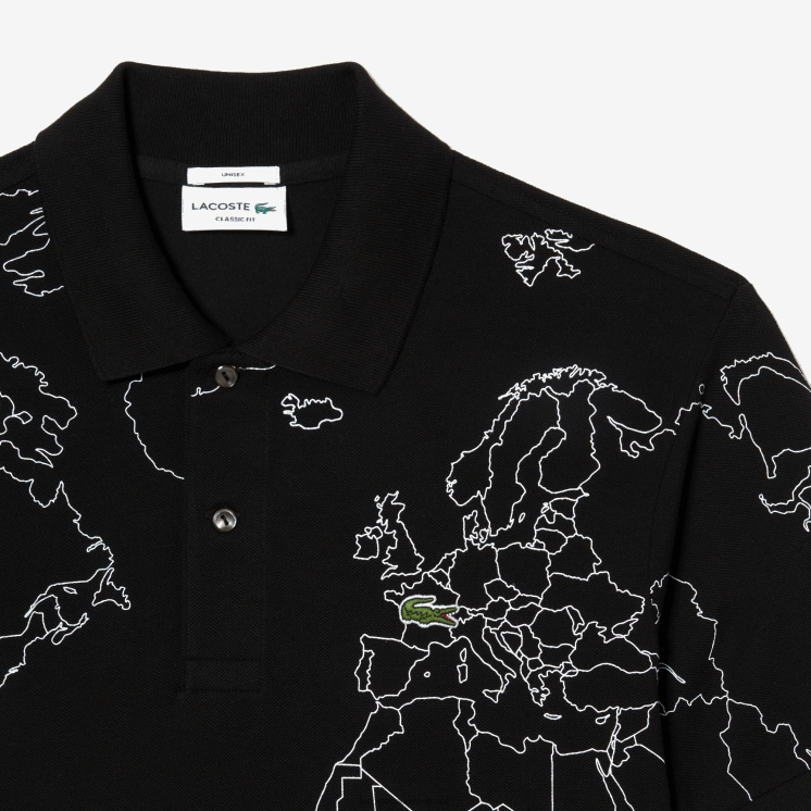 Lacoste origineel l.12.12 bedrukt biologisch katoenen poloshirt 0828H31 zwart 031 Heren
