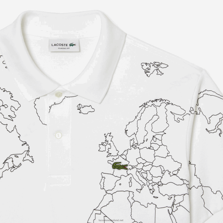 Lacoste origineel l.12.12 bedrukt biologisch katoenen poloshirt 0828H32 wit 001 Heren