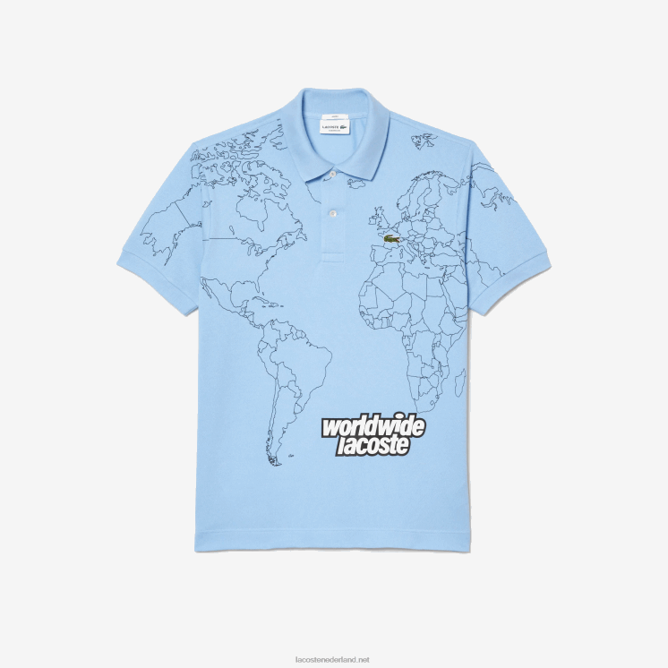 Lacoste origineel l.12.12 bedrukt biologisch katoenen poloshirt 0828H33 blauwe hbp Heren