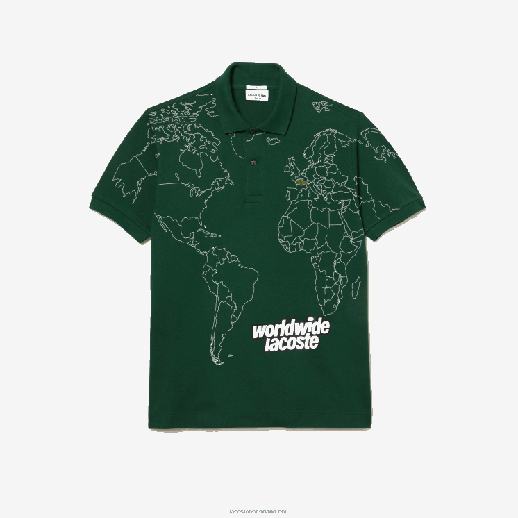 Lacoste origineel l.12.12 bedrukt biologisch katoenen poloshirt 0828H34 groen 132 Heren
