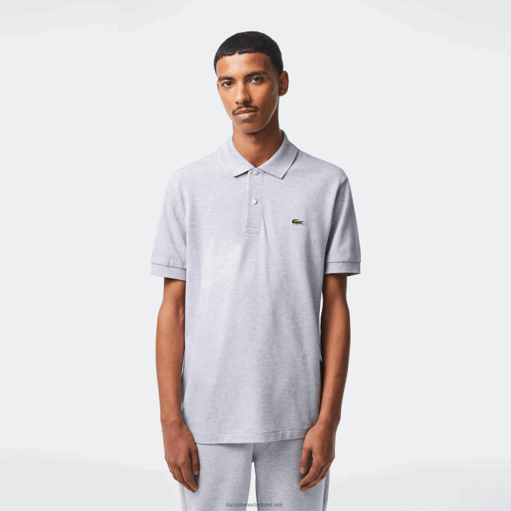 Lacoste originele l.12.12 gemêleerde polo 0828H127 grijze chine ca Heren