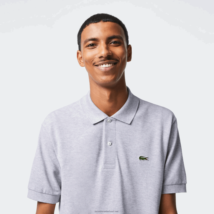 Lacoste originele l.12.12 gemêleerde polo 0828H127 grijze chine ca Heren