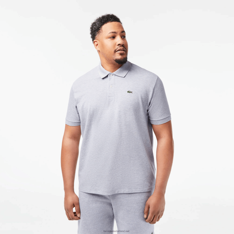 Lacoste originele l.12.12 gemêleerde polo 0828H127 grijze chine ca Heren