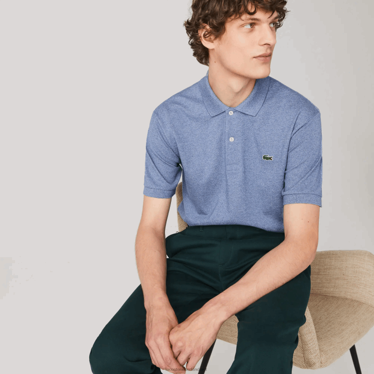 Lacoste originele l.12.12 gemêleerde polo 0828H128 blauwe ruggegraat 1gf Heren
