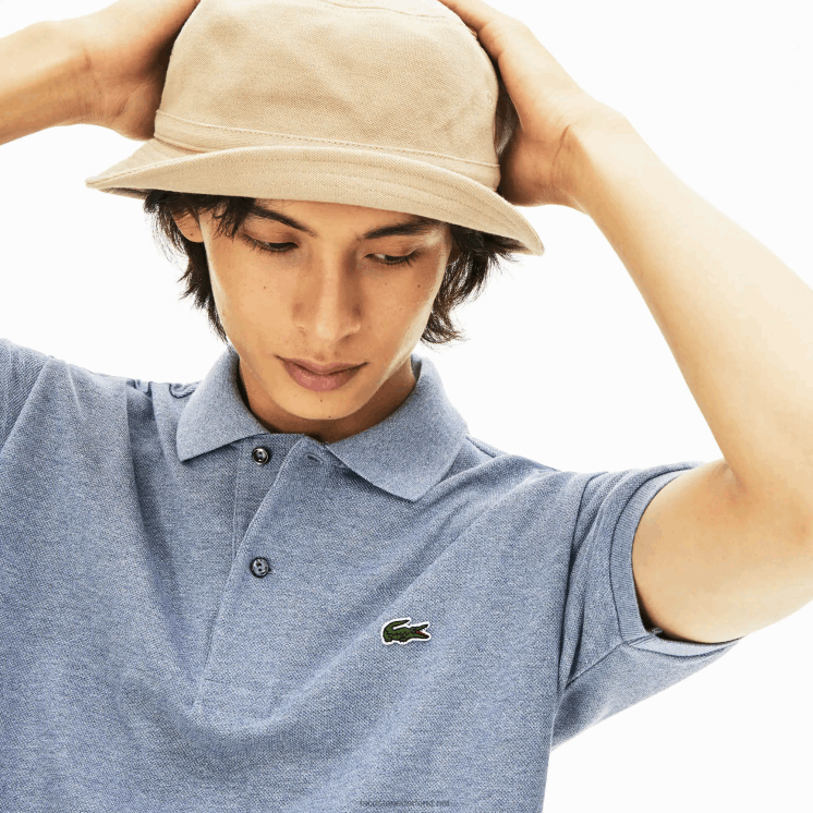 Lacoste originele l.12.12 gemêleerde polo 0828H128 blauwe ruggegraat 1gf Heren