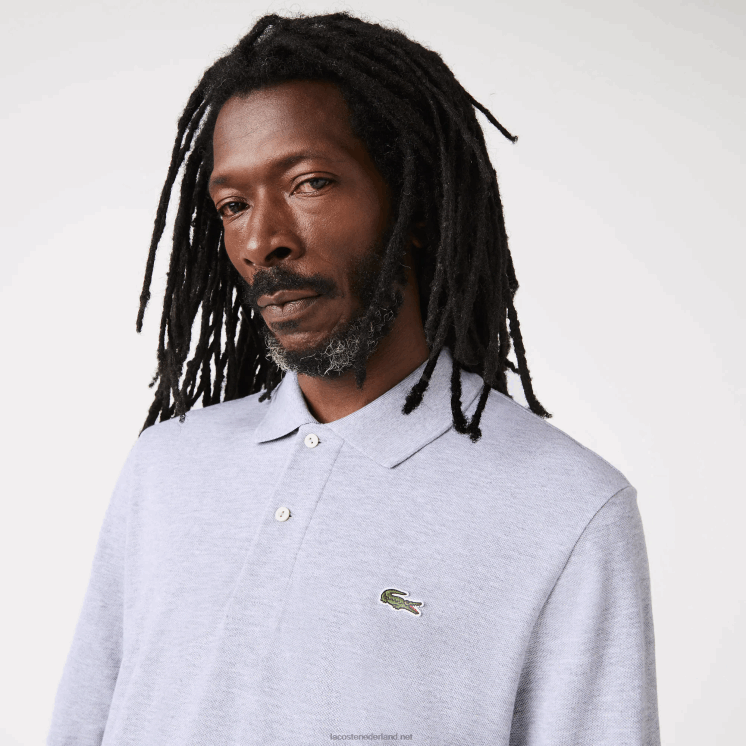 Lacoste originele l.12.12 gemêleerde polo met lange mouwen 0828H787 grijze chine ca Heren