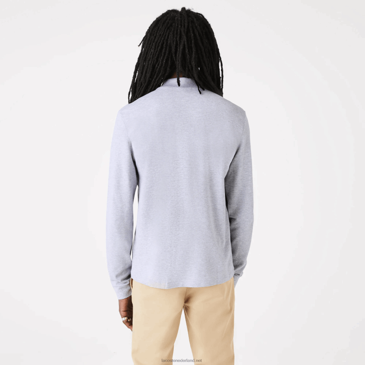 Lacoste originele l.12.12 gemêleerde polo met lange mouwen 0828H787 grijze chine ca Heren
