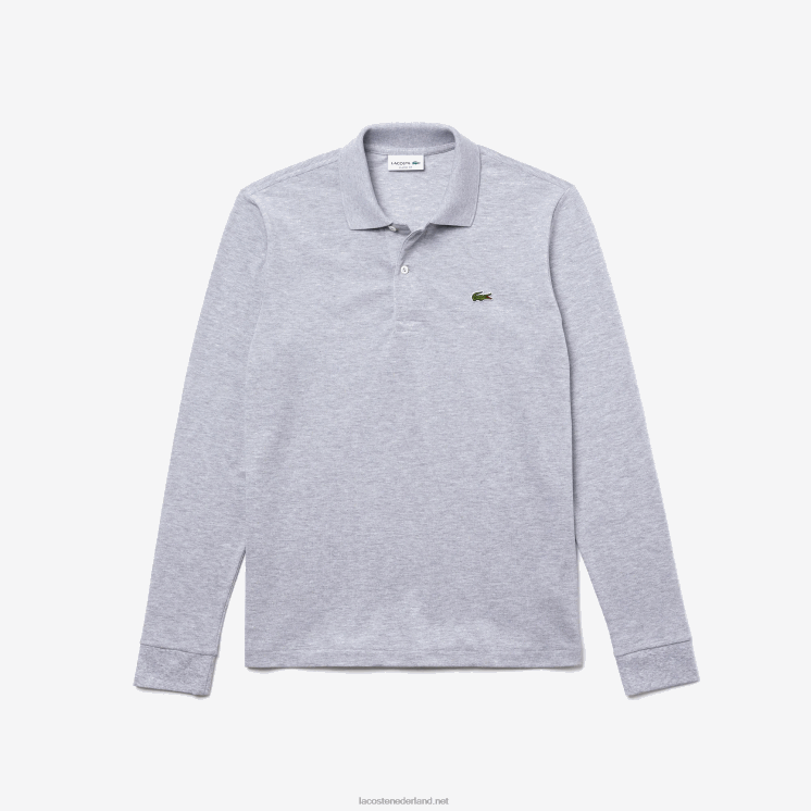 Lacoste originele l.12.12 gemêleerde polo met lange mouwen 0828H787 grijze chine ca Heren