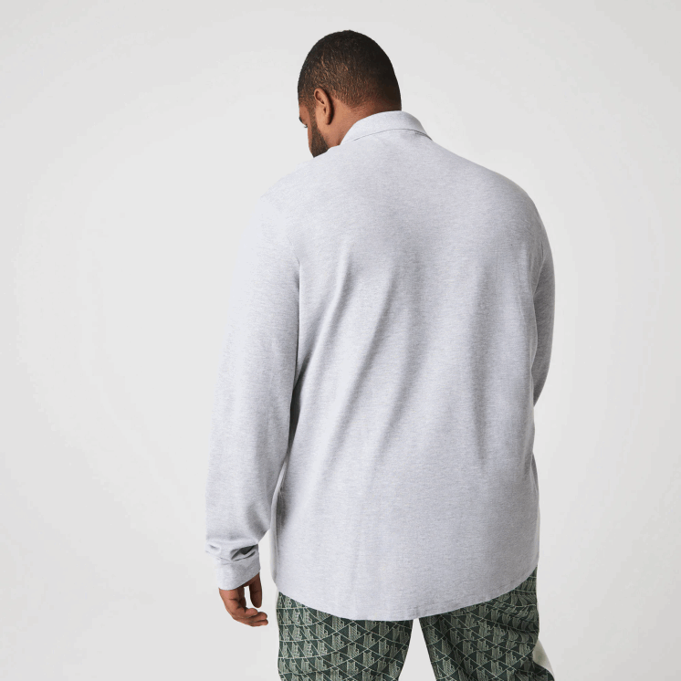 Lacoste originele l.12.12 gemêleerde polo met lange mouwen 0828H787 grijze chine ca Heren