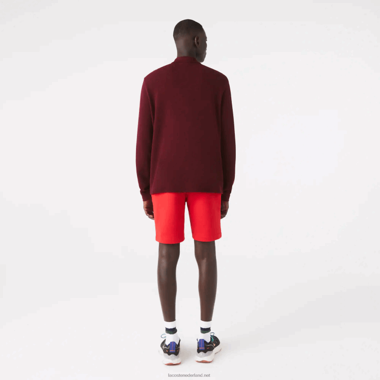 Lacoste originele l.12.12 gemêleerde polo met lange mouwen 0828H788 bordeaux sxl Heren