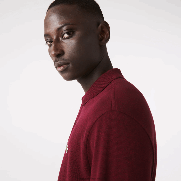 Lacoste originele l.12.12 gemêleerde polo met lange mouwen 0828H788 bordeaux sxl Heren