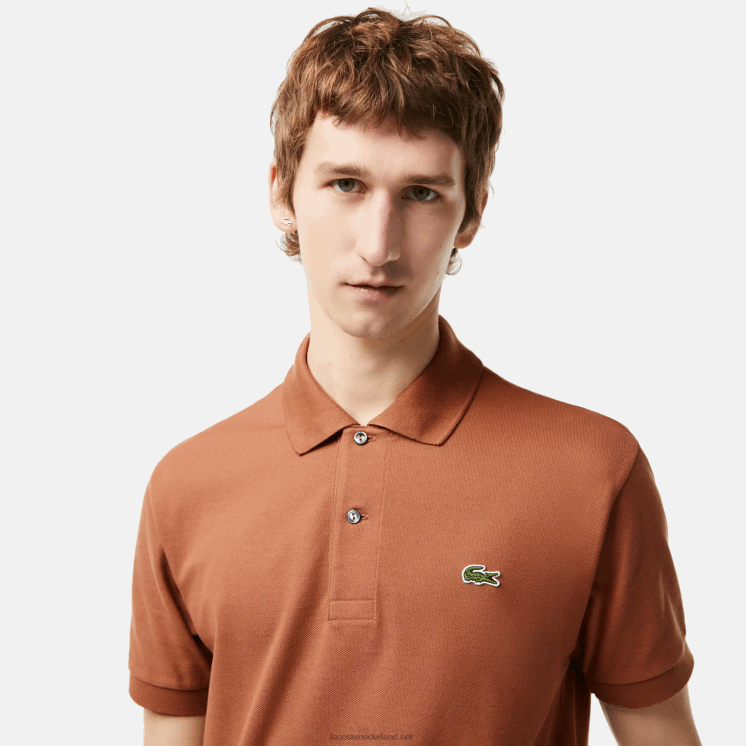 Lacoste originele l.12.12 polo 0828H104 lichtbruin lfa Heren