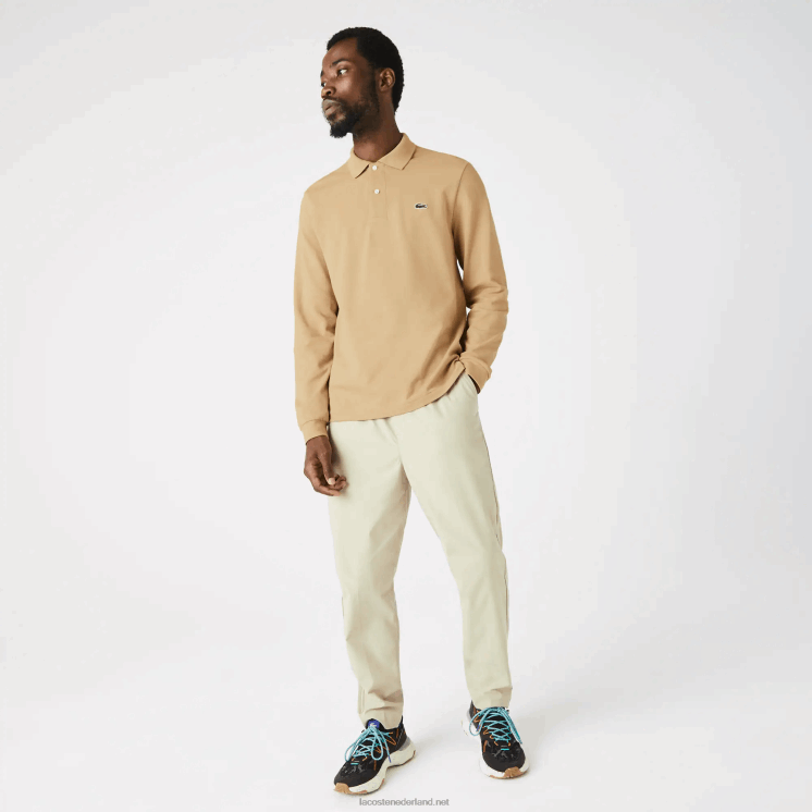 Lacoste originele l.12.12 polo met lange mouwen 0828H1221 beige 02s Heren