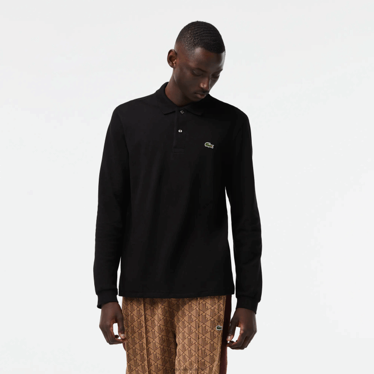 Lacoste originele l.12.12 polo met lange mouwen 0828H645 zwart 031 Heren