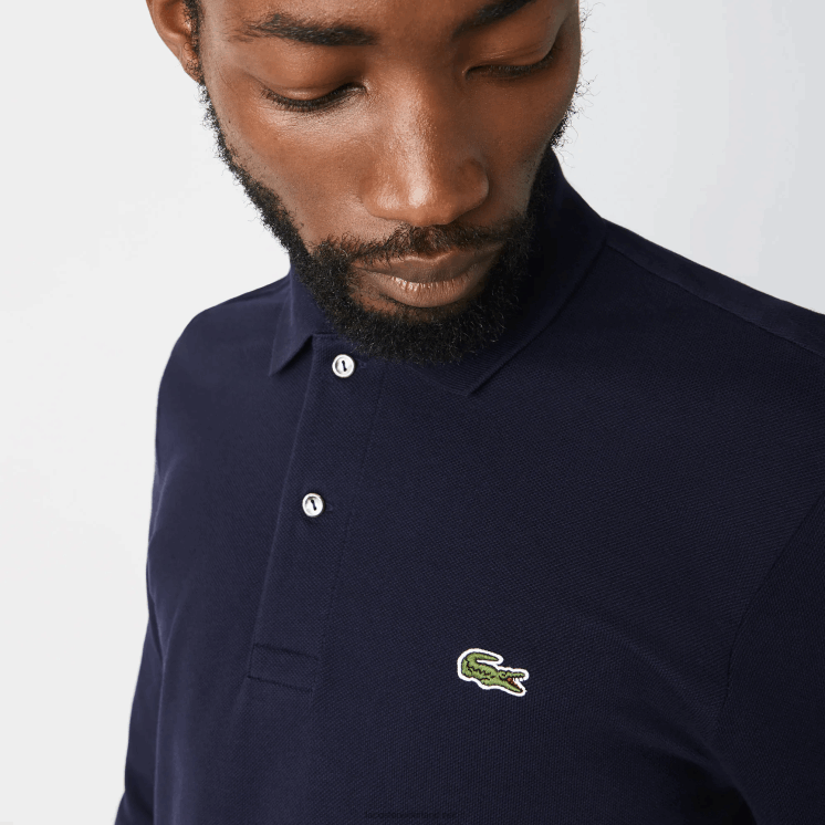 Lacoste originele l.12.12 polo met lange mouwen 0828H646 marineblauw 166 Heren