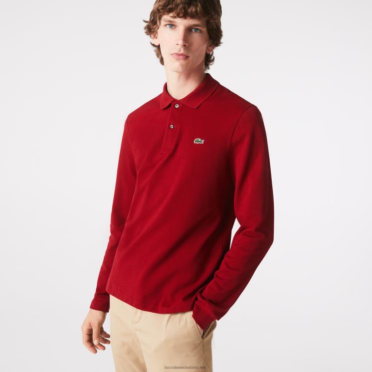 Lacoste originele l.12.12 polo met lange mouwen 0828H799 bordeaux 476 Heren