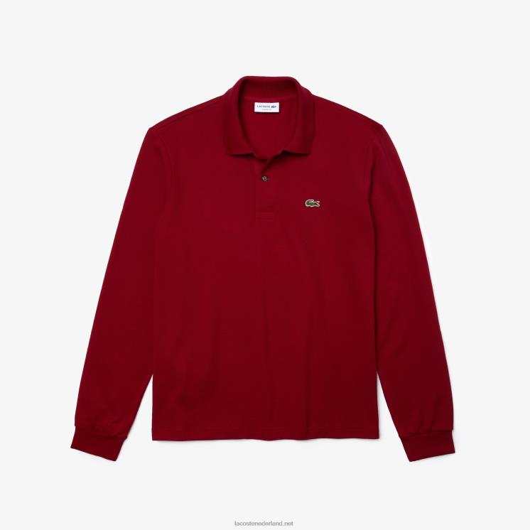Lacoste originele l.12.12 polo met lange mouwen 0828H799 bordeaux 476 Heren