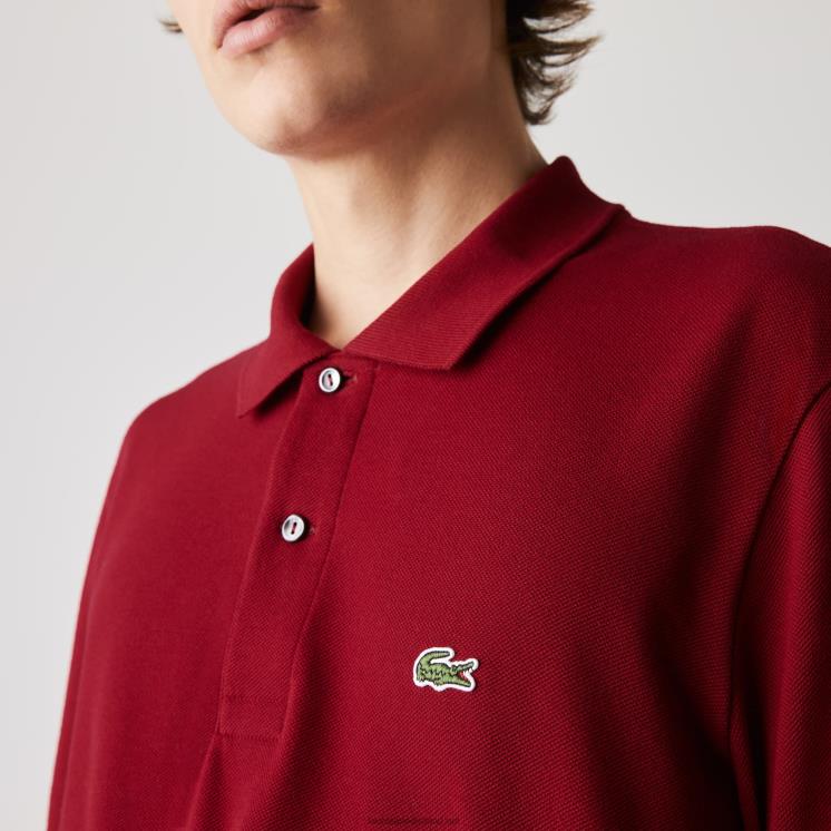 Lacoste originele l.12.12 polo met lange mouwen 0828H799 bordeaux 476 Heren
