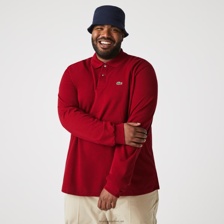 Lacoste originele l.12.12 polo met lange mouwen 0828H799 bordeaux 476 Heren