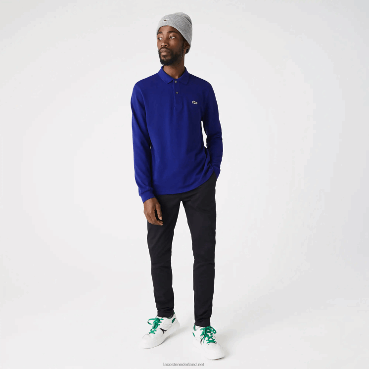 Lacoste originele l.12.12 polo met lange mouwen 0828H864 blauwe bdm Heren