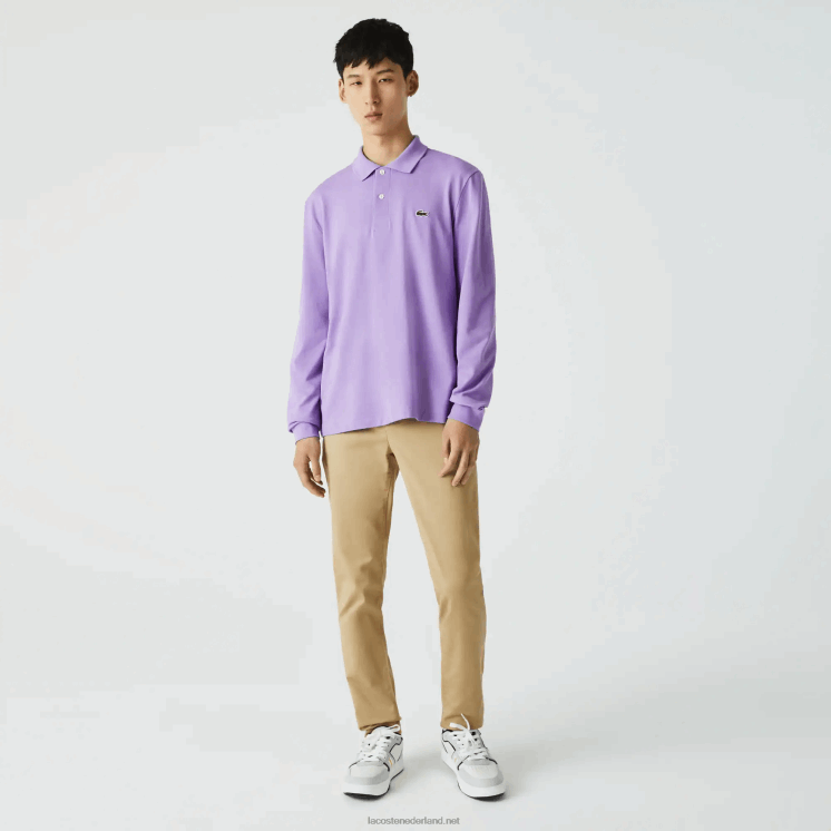 Lacoste originele l.12.12 polo met lange mouwen 0828H945 paarse gfu Heren